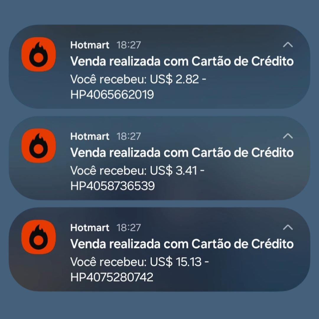 Notificações de vendas realizadas pela Hotmart